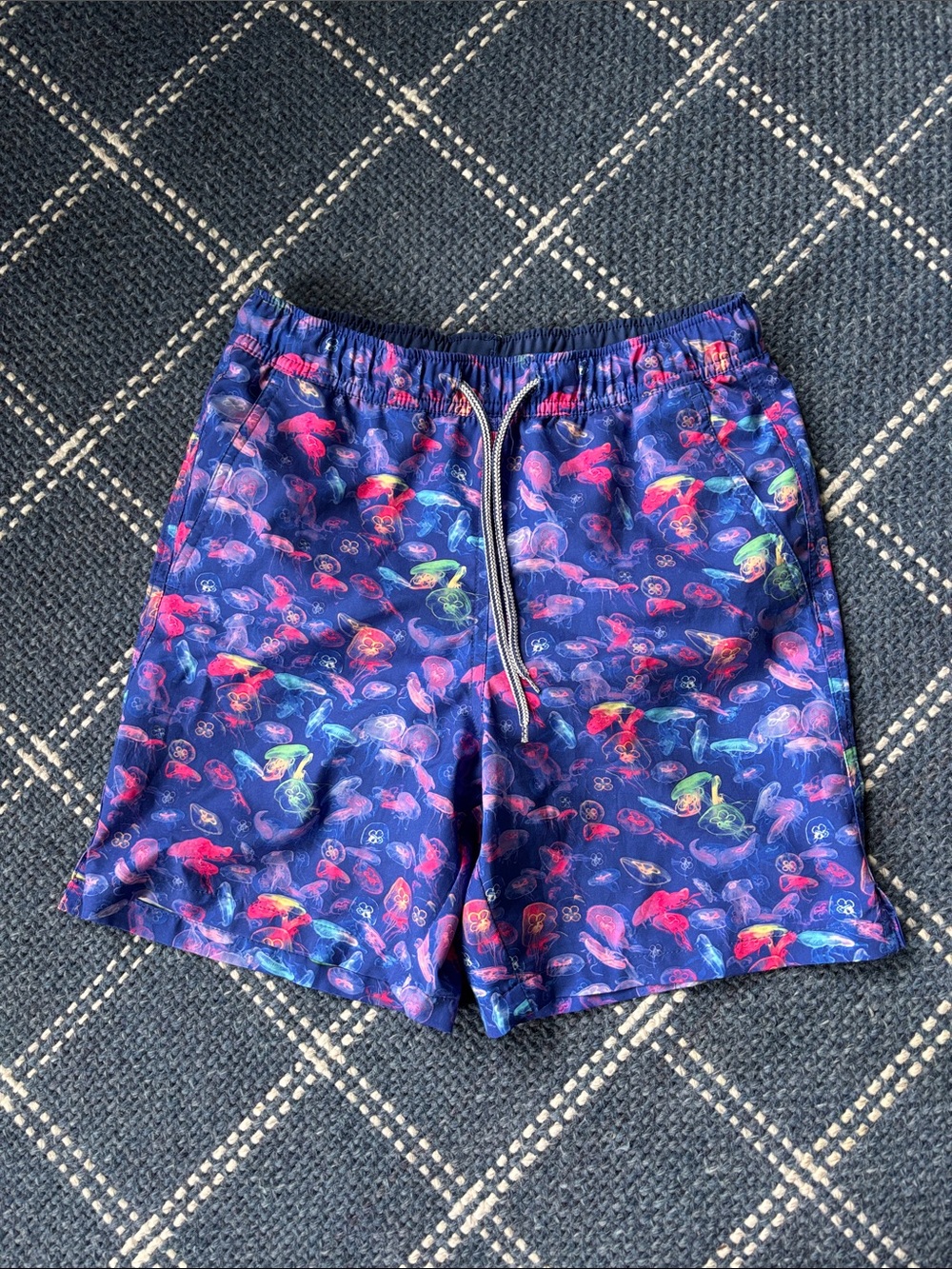 Peter Millar Kids Swim Trunks - Navy with Multicolor Jellyfish Print